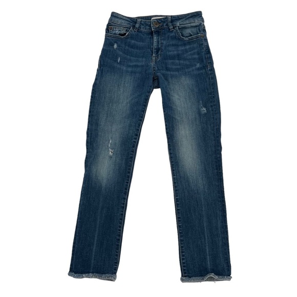 DL1961 Mara Instasculpt Straight Ankle Distressed Rough Hem Jean Size 26 Womens - Picture 1 of 6